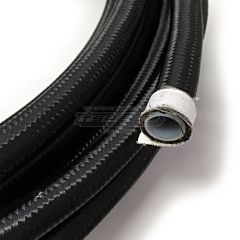 AN6 Stainless Steel Braided Hose Teflon (PTFE) , Black Braided Nylon Line, I.D. 21/64" (8.13mm) O.D. 27/64" (10.92mm)